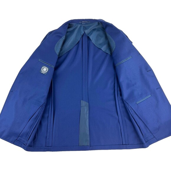 J. Press Mens Navy Blue Blazer Mens 42R Wool 3 Button 2 Roll Gold Buttons - Picture 11 of 14